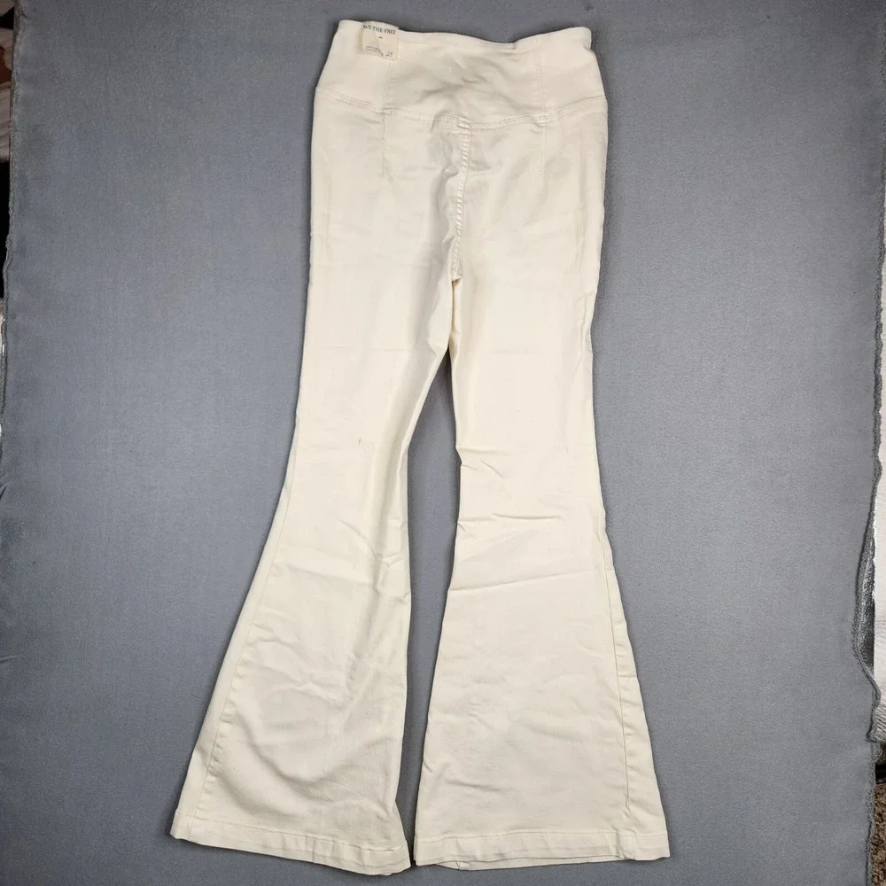 Free People Jeans Venice Beach‎ High Rise Criss Cross Waistband Flare Size 29